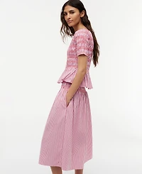 Tommy Hilfiger Women's Cotton Smocked Striped Midi Skirt