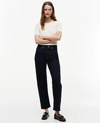 Tommy Hilfiger Women's High-Waist Tapered Ankle Cotton Jeans