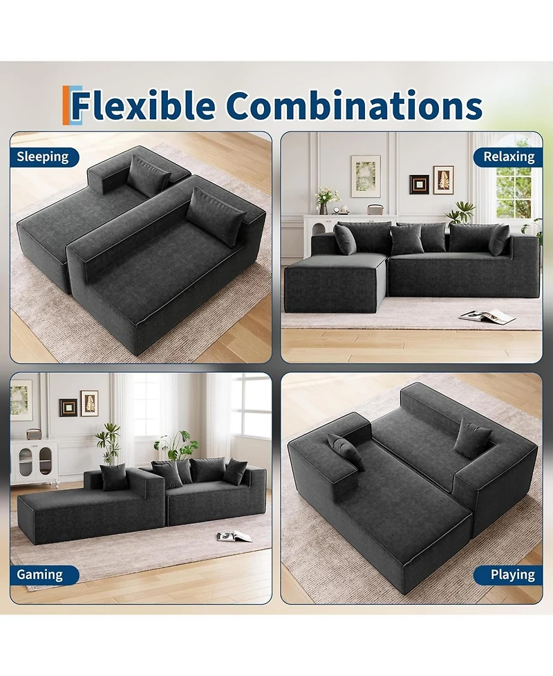 gaomon Modular Sectional Couches for Living Room, Cloud Couch with Deep Seat, 106.7 L-Shape Sofa