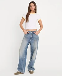 Good American Women's Super Stretch Baby Ringer Crewneck T-Shirt