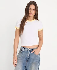 Good American Women's Super Stretch Baby Ringer Crewneck T-Shirt