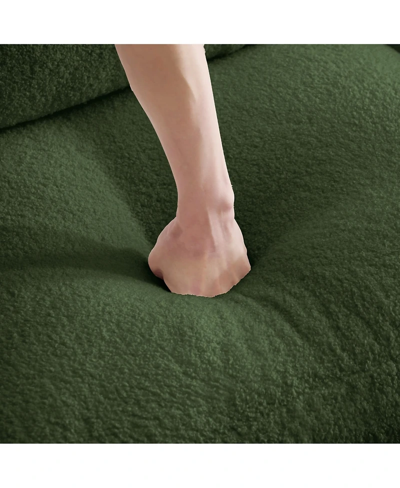 Rainsken Modern Modular 2-Seater Teddy Sofa, Curved Back and Armrest Design with Matching Curved Lumbar Pillows for Home Living Space