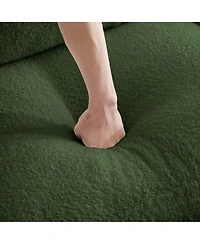 Rainsken Modern Modular 2-Seater Teddy Sofa, Curved Back and Armrest Design with Matching Curved Lumbar Pillows for Home Living Space