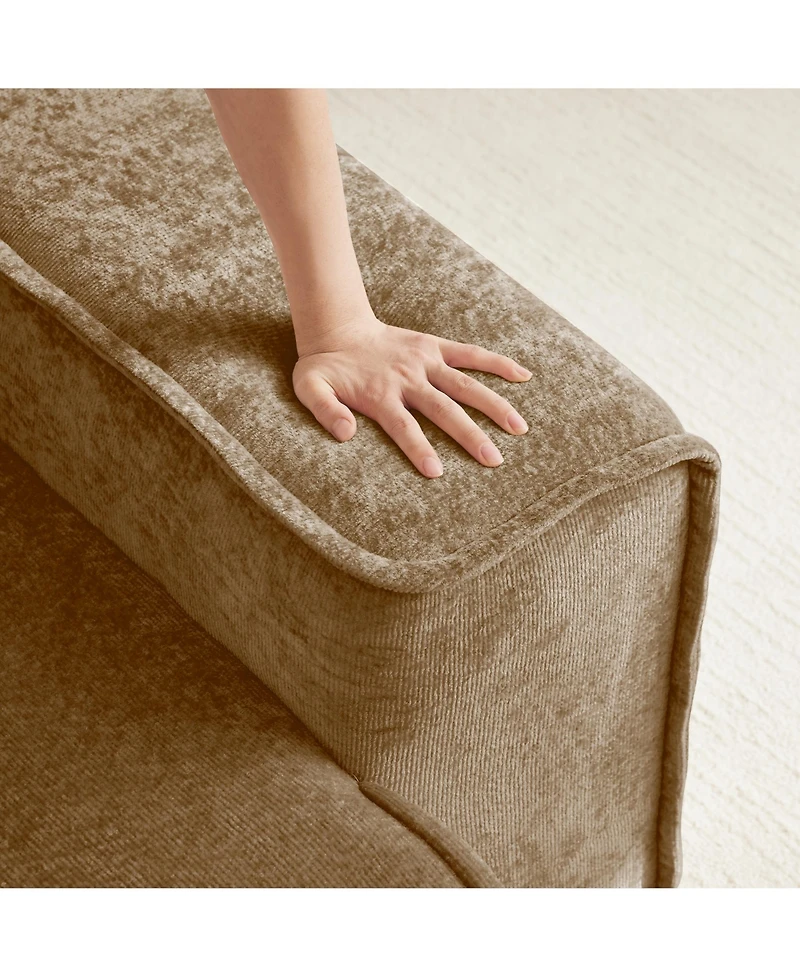 Rainsken Velvet Loveseat Sofa, Comfy Deep Seat Boneless Couch with French Edge Piping, High-Resilience Foam and 2- Pillows for Living Room