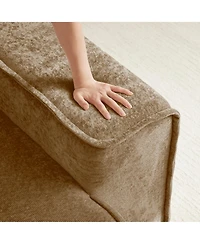 Rainsken Velvet Loveseat Sofa, Comfy Deep Seat Boneless Couch with French Edge Piping, High-Resilience Foam and 2- Pillows for Living Room