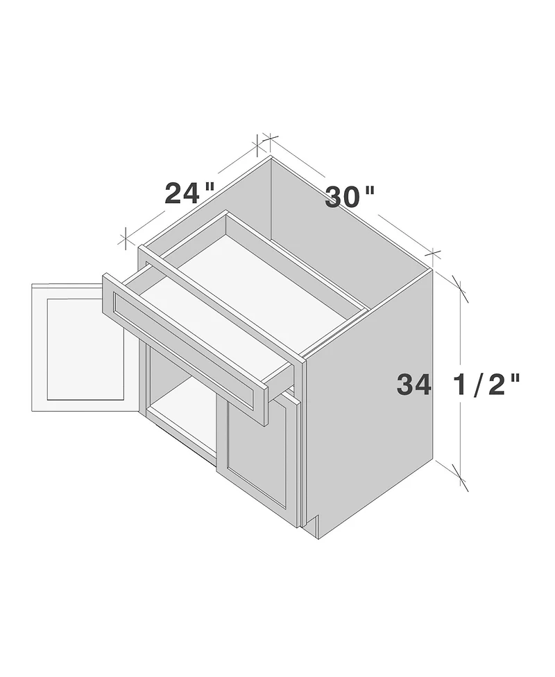 Boyel living 30" Single Base Cabinet with Full Overlay Hdf Door and Dovetail Drawer