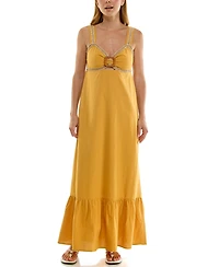 Planet Gold Juniors' Tiered Buckle Trim Maxi Dress