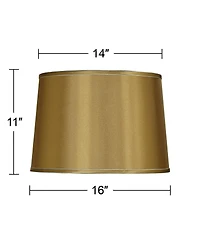 Springcrest Set of 2 Drum Lamp Shades Satin Medium 14" Top x 16" Bottom x 11" High Spider Replacement Harp and Finial Fitting