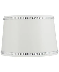 Springcrest Set of 2 Drum Lamp Shades Crystals Beaded Medium 13" Top x 15" Bottom x 10" High Spider Harp and Finial Fitting