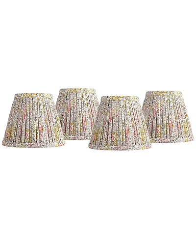 Springcrest Nelle 3 1/2" Top x 6" Bottom x 5" High x 5" Slant Print Lamp Shade Replacement Set of Peach Pleated Clip On Candelabra