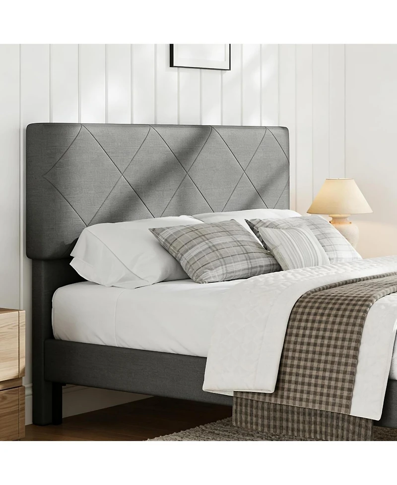 gaomon Upholstered Bed Frame with Headboard, Platform Design with Wood Slats, Easy Assembly