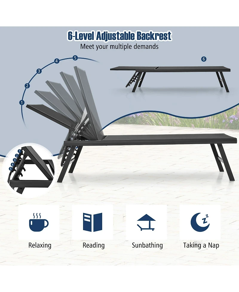 Gouun 3-Piece Aluminum Patio Chaise Lounge Set with Side Table