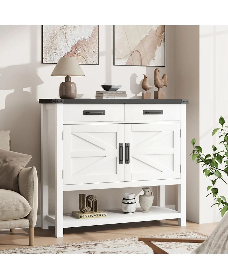 gaomon Modern Farmhouse Coffee Bar Cabinet with Drawers and Shelf