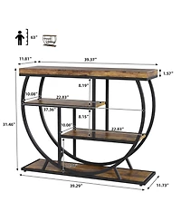 gaomon 39" Narrow Entryway Console Table with 4-Tier Storage and Half-Circle Base, for Living Room