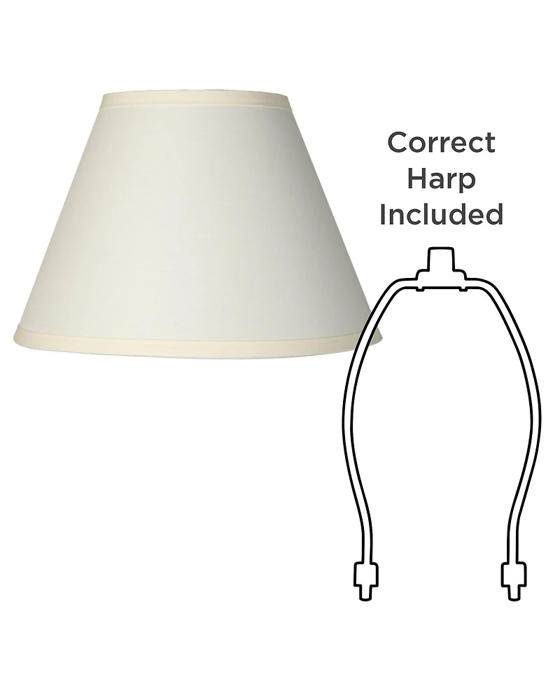 Springcrest Set of 2 Empire Lamp Shades Ivory Small 6" Top x 12" Bottom x 8" High x 8.5" Slant Clip-On Harp Finial Fitting