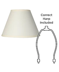 Springcrest Set of 2 Empire Lamp Shades Ivory Small 6" Top x 12" Bottom x 8" High x 8.5" Slant Clip-On Harp Finial Fitting
