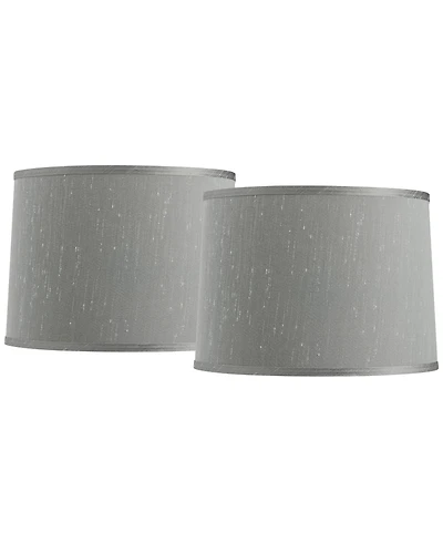 Springcrest Set of 2 Drum Lamp Shades Medium 13" Top x 14" Bottom x 10" High Spider with Replacement Harp and Finial Fitting