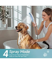 Aronkl Dog Shower Attachment 4 Spray Modes Pet Bath Sprayer with Diverter Valve 65ft Hose Indoor Outdoor Washing Supplies