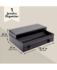Yigii Box Organizer Valet Tray Faux Leather Jewelry Storage Compartments