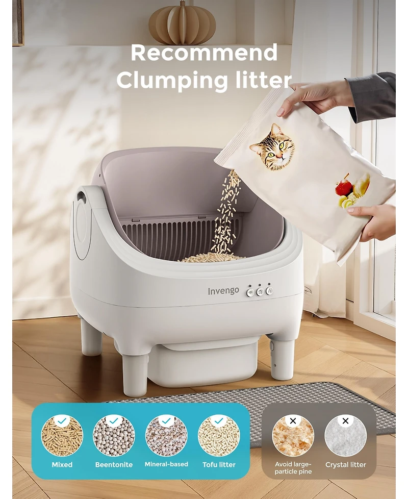 Ltmate Automatic Cat Litter Box, App Control, Ultra-Quiet, 2 Rolls of Garbage Bags