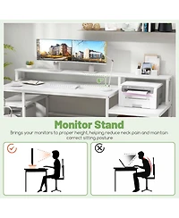 Gouun Computer Desk with Monitor Stand and File Drawer