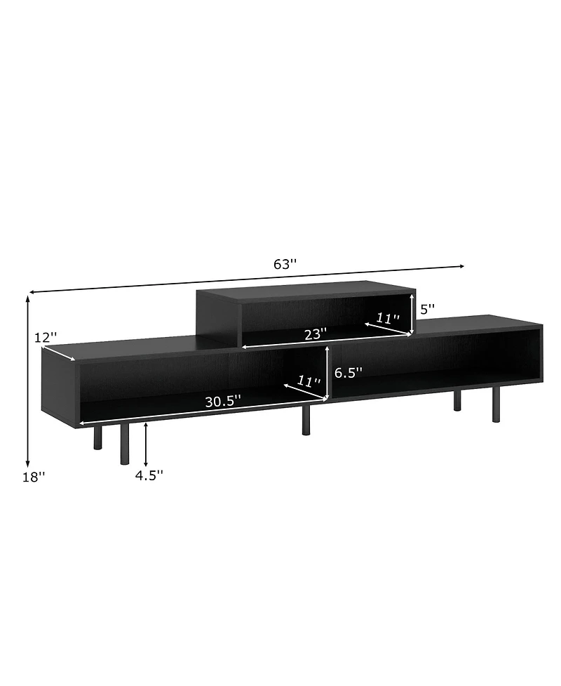 Gouun Contemporary Three-Cubby Tv Stand with Raised Base