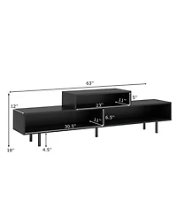 Gouun Contemporary Three-Cubby Tv Stand with Raised Base