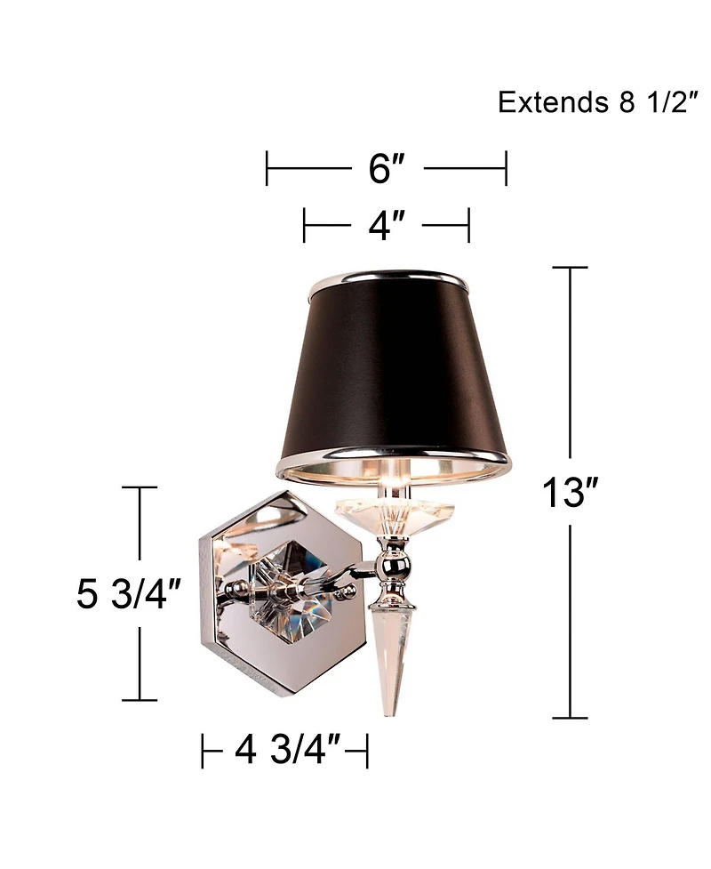 Vienna Full Spectrum Manhattan Modern Wall Lamp Chrome Crystal Hardwire 6" Fixture Paper Shade for Bedroom Reading Living Room House Hallway