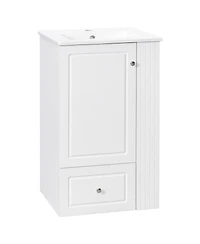 Sillysis 20 Inch Bathroom Vanity with Ceramic Sink, Soft Close Drawer and Side Shelves, Freestanding Storage Cabinet for Small Spaces.