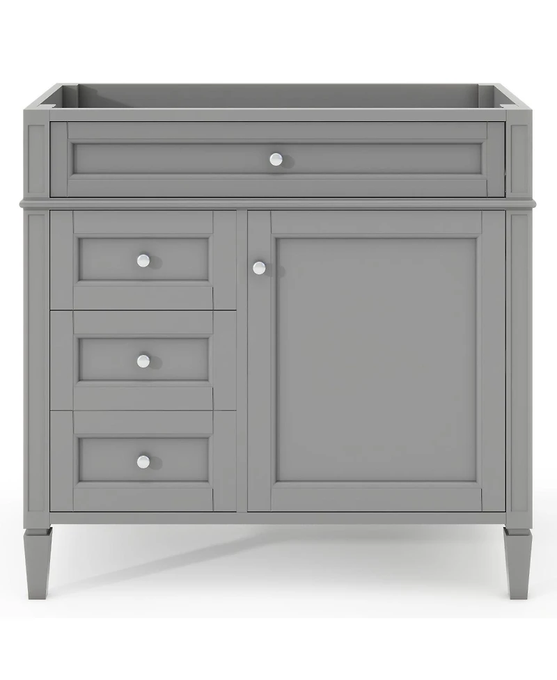 Sillysis Bathroom Vanity without Top Sink, Soft Close Drawers, Adjustable Shelf and Door Organizer for Small