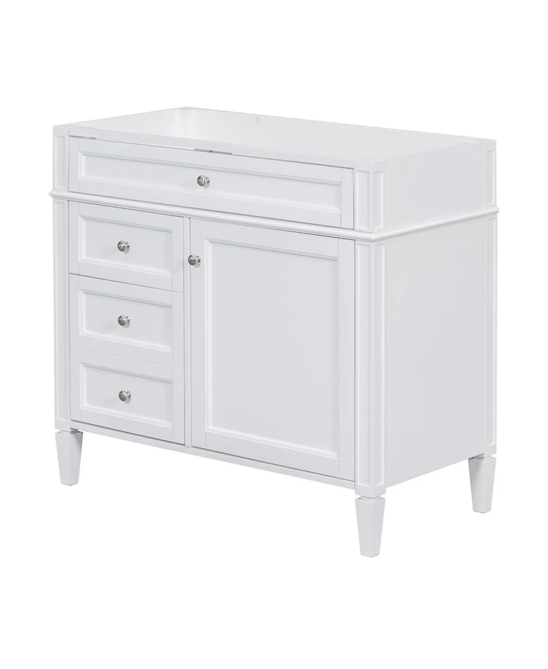 Sillysis Bathroom Vanity without Top Sink, Soft Close Drawers, Adjustable Shelf and Door Organizer for Small
