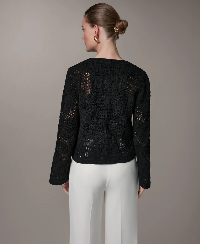 Donna Karan New York Women's Crochet Button-Front Jacket