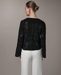 Donna Karan New York Women's Crochet Button-Front Jacket