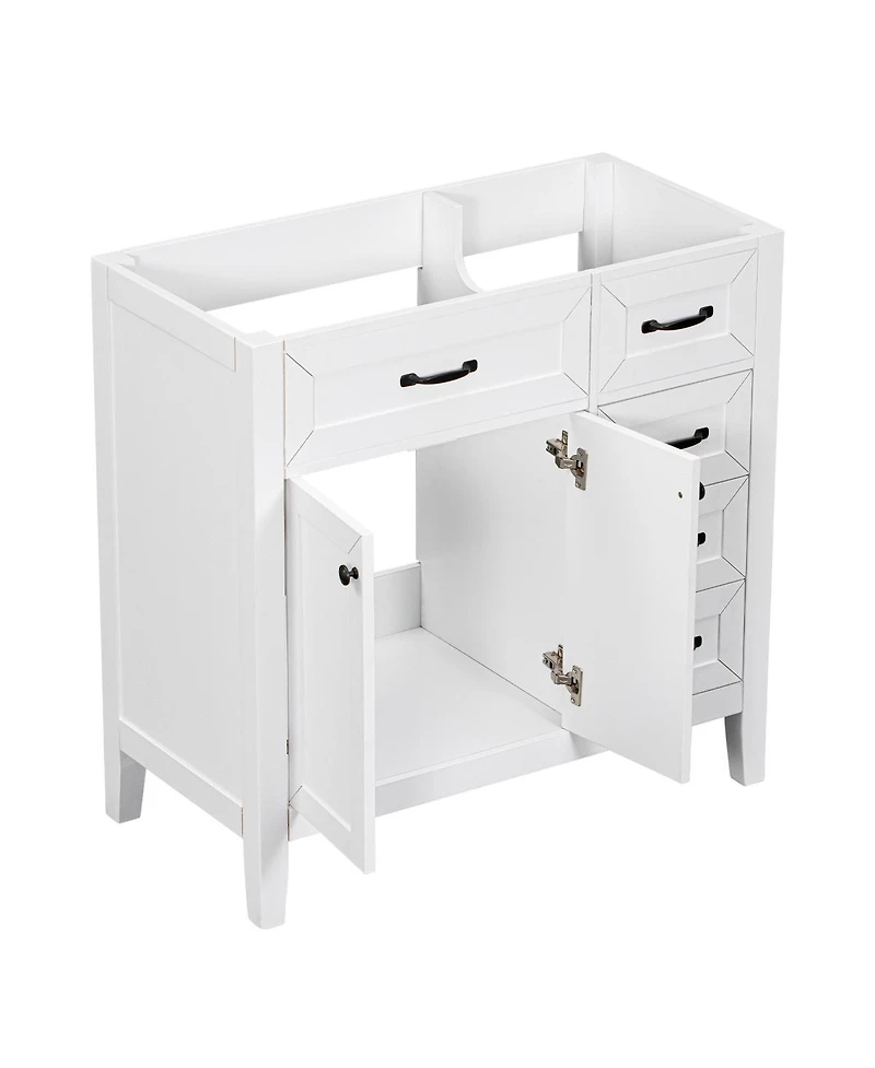 Sillysis 36 Inch Modern Bathroom Vanity Base without Top Sink, Solid Wood and Mdf Cabinet with Drawers, Freestanding Storage for Small Spaces.