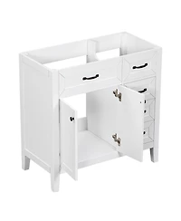 Sillysis 36 Inch Modern Bathroom Vanity Base without Top Sink, Solid Wood and Mdf Cabinet with Drawers, Freestanding Storage for Small Spaces.
