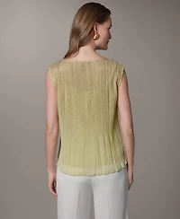 Donna Karan New York Women's Pleated Boat Neck Top