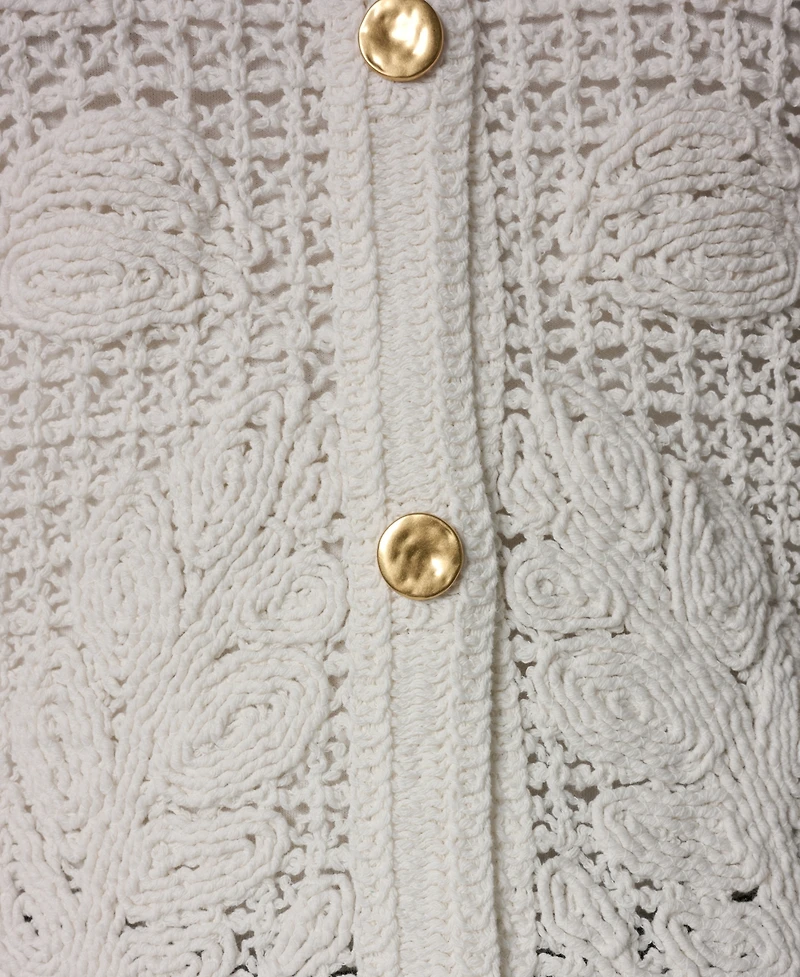 Donna Karan New York Women's Crochet Button-Front Jacket