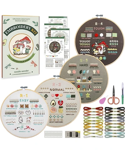 Gnuadz Embroidery Kit Beginners 38 Stitches Step-by-Step Videos Accessories Gift Craft Lovers