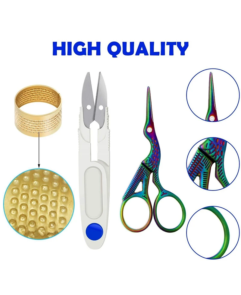 Gnuadz 53 Pieces Cross Tool Embroidery Starter Kit Hoop Ring Sewing Threading Thimbles Floss Bobbins Seam Ripper