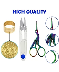 Gnuadz 53 Pieces Cross Tool Embroidery Starter Kit Hoop Ring Sewing Threading Thimbles Floss Bobbins Seam Ripper