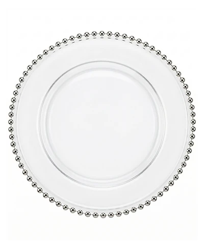 Jay Import American Atelier Glass Silver Beaded Charger Plate