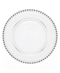 Jay Import American Atelier Glass Silver Beaded Charger Plate