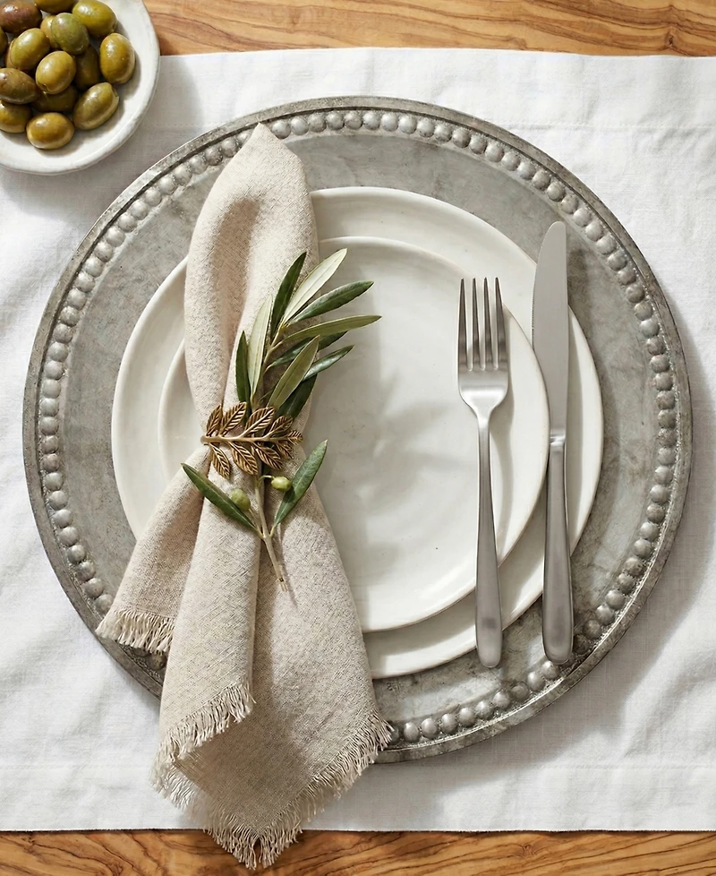 American Atelier Serveware Round Beaded Charger Plate 14"