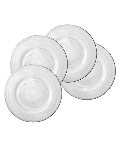 American Atelier Alabaster Silver Glass Charger Plates, Set of 4