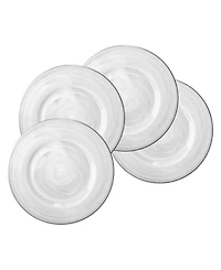 American Atelier Alabaster Silver Glass Charger Plates, Set of 4
