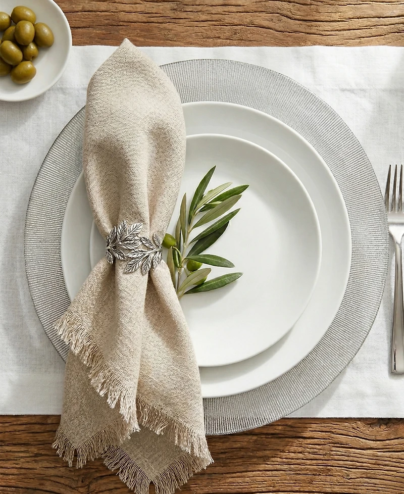 American Atelier Silver Antiqued Glass Charger Plates, Set of 4