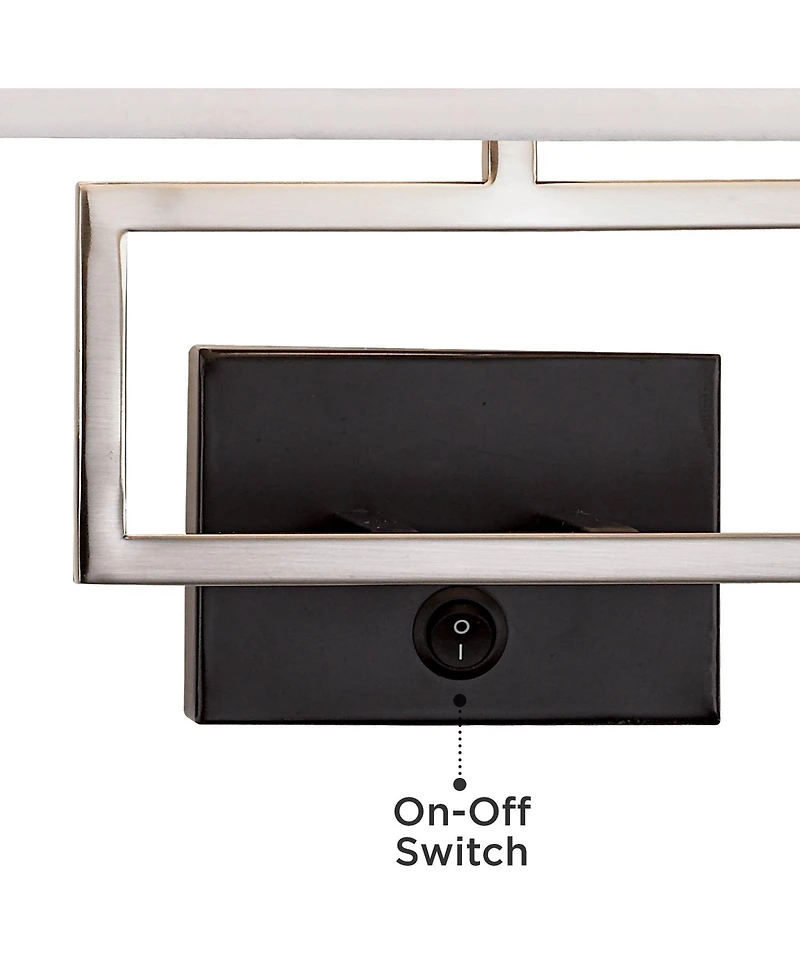 Possini Euro Design Modern Wall Lamp with Usb Port Brushed Nickel Plug-In 12" Light Fixture Rectangular Fabric Shade for Bedroom House