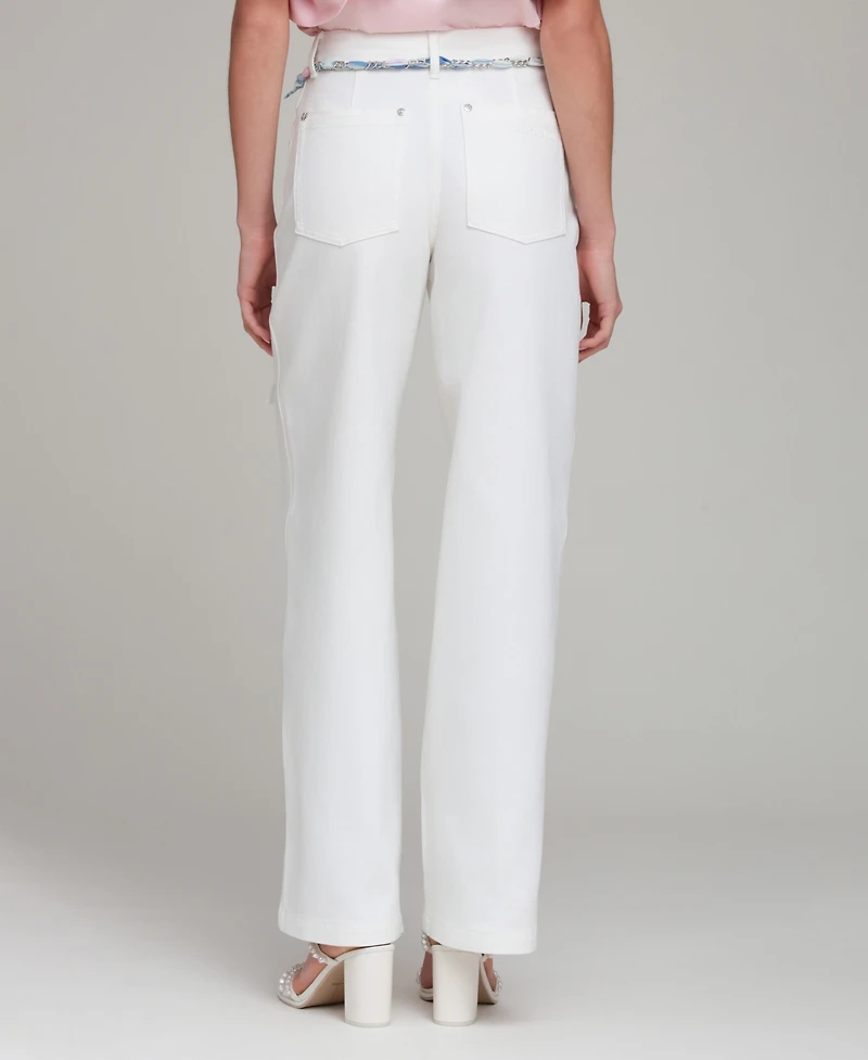 Avec Les Filles Women's Mid-Rise Wide-Leg Cotton Jeans