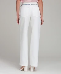 Avec Les Filles Women's Mid-Rise Wide-Leg Cotton Jeans