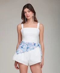 Avec Les Filles Women's Drop Waist Square Neck Romper